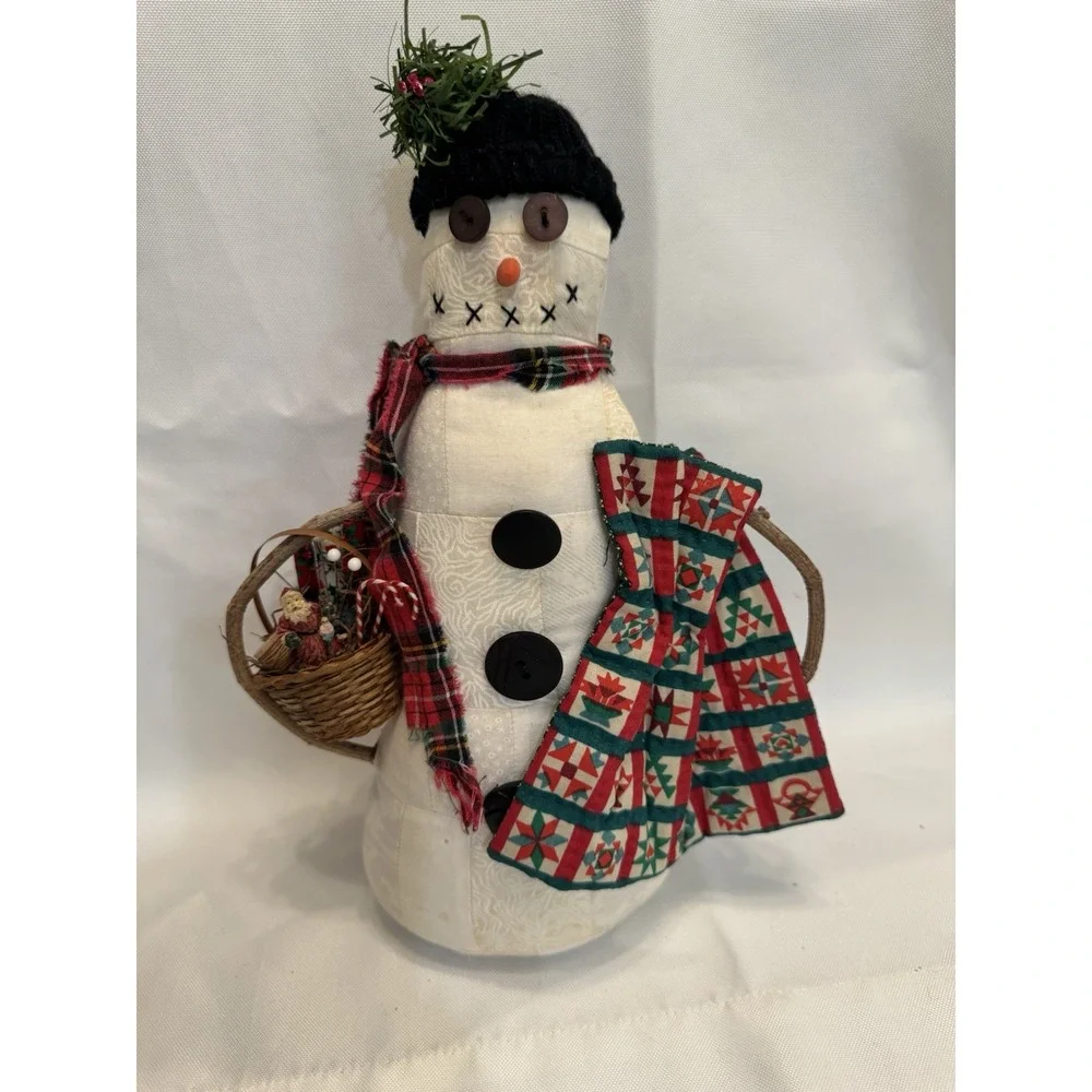 Handmade Primitive Weighted Snowman Quilting Sewing Theme Christmas 12